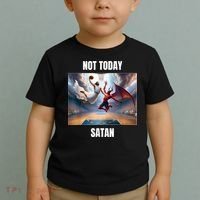 Jesus Vs Satan Playing Basketball Not Today Satan Toddler T-Shirt thumb 2