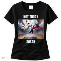 Jesus Vs Satan Playing Basketball Not Today Satan Women's T-Shirt thumb 0