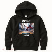 Jesus Vs Satan Playing Basketball Not Today Satan Kids Hoodie thumb 0