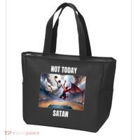 Jesus Vs Satan Playing Basketball Not Today Satan Tote Bag thumb 3