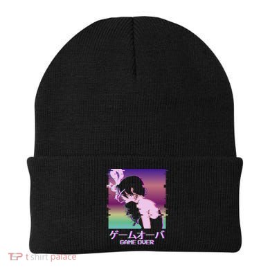 Japanese Vaporwave Sad Anime Game Over Indie Aesthetic Gift Beanie