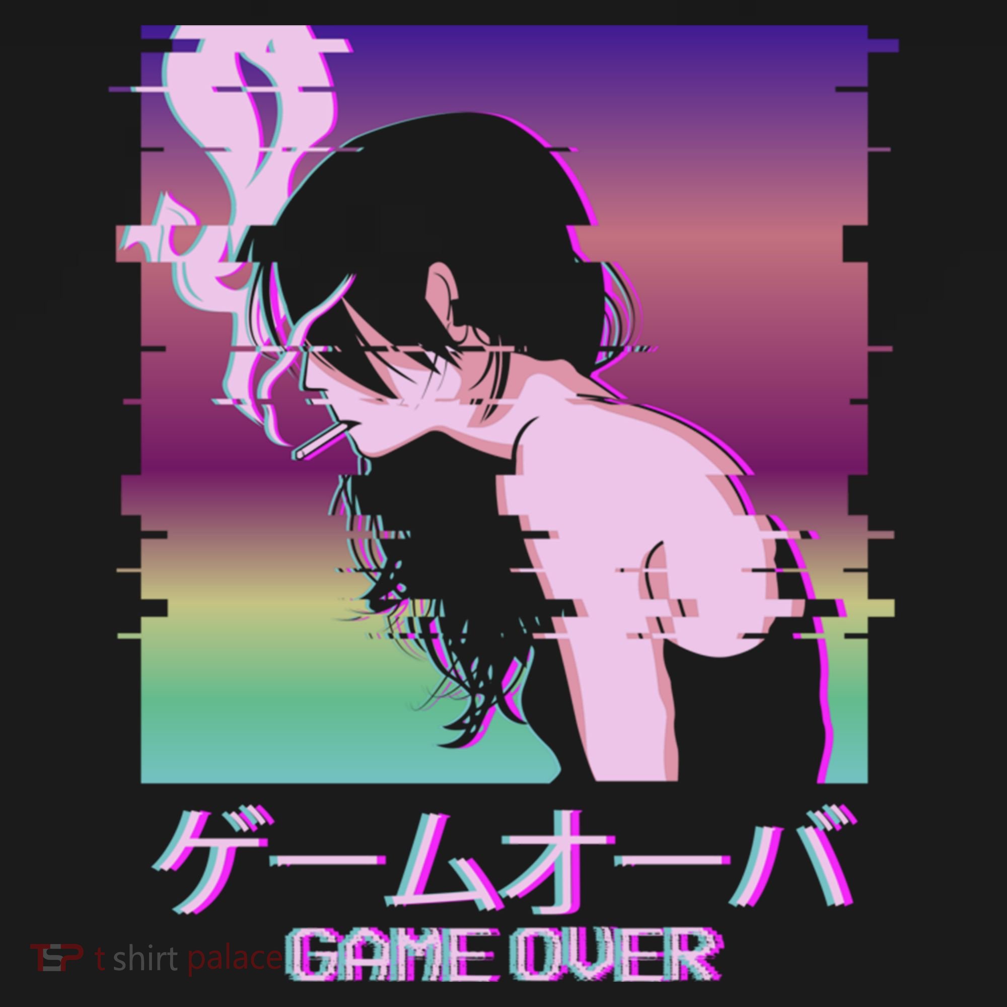 Japanese Vaporwave Sad Anime Game Over Indie Aesthetic Gift Pajama Set