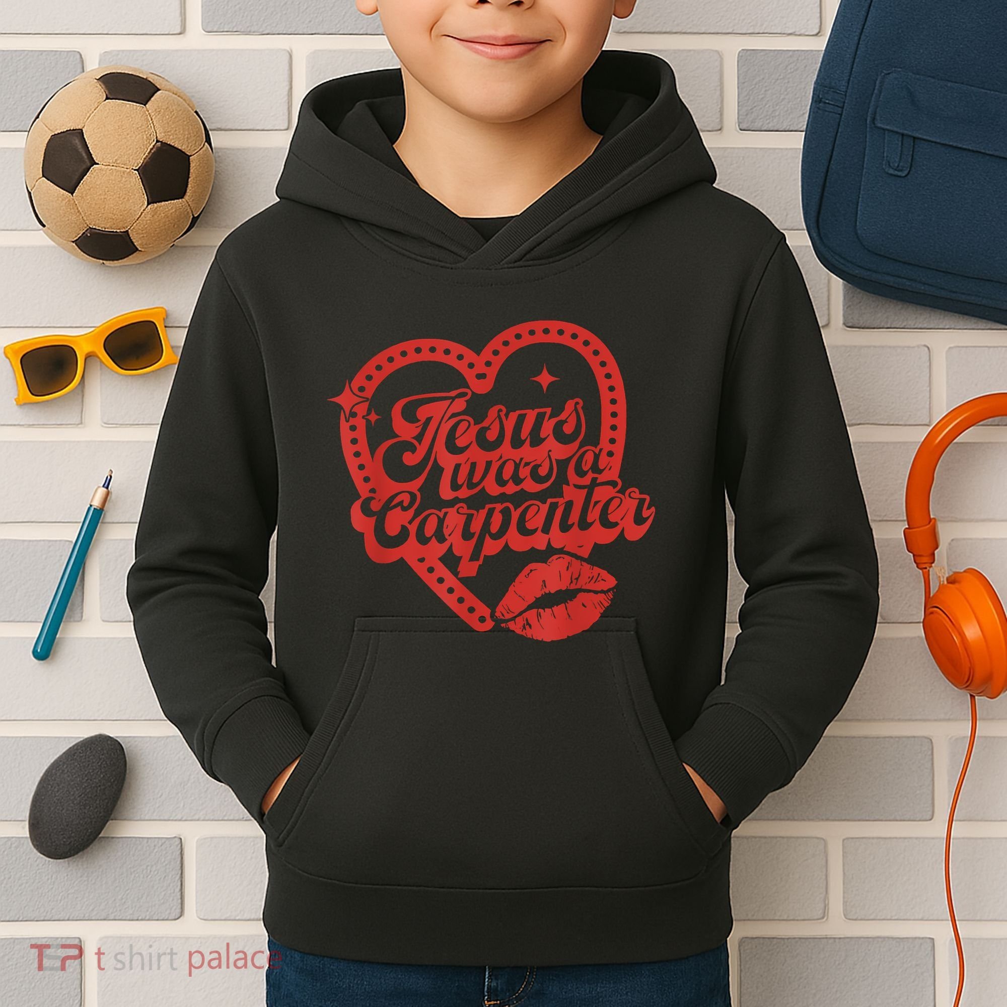 Jesus Was A Carpenter Groovy Christian Bible Kids Hoodie