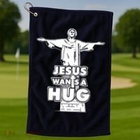 Jesus Wants A Hug Golf Towel thumb 1