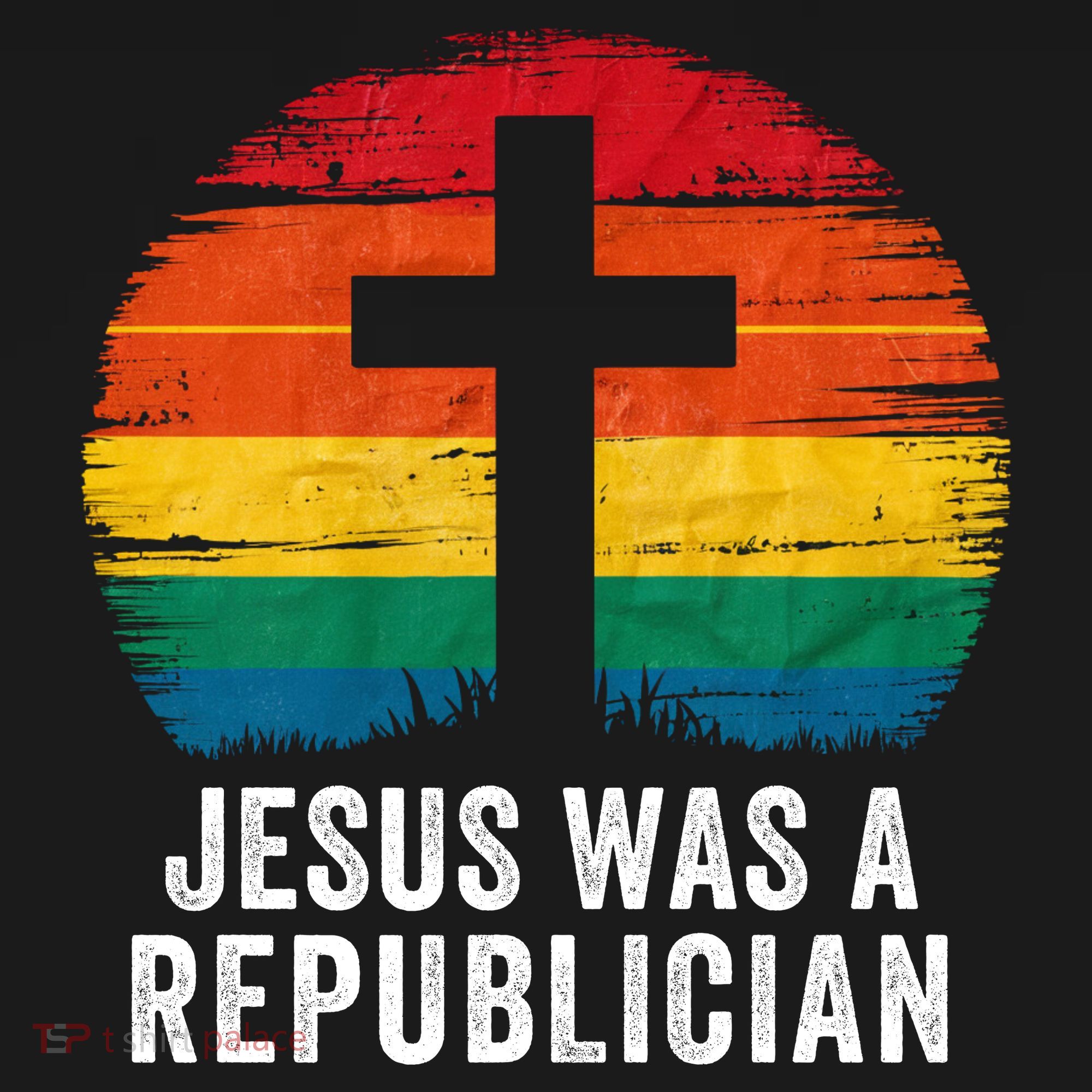 Jesus Was A Republican Retro Vintage Sunset Conservative Faith Religious Belief T-Shirt