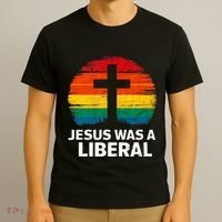 Jesus Was A Liberal Retro Vintage Sunset Progressive T-Shirt thumb 3