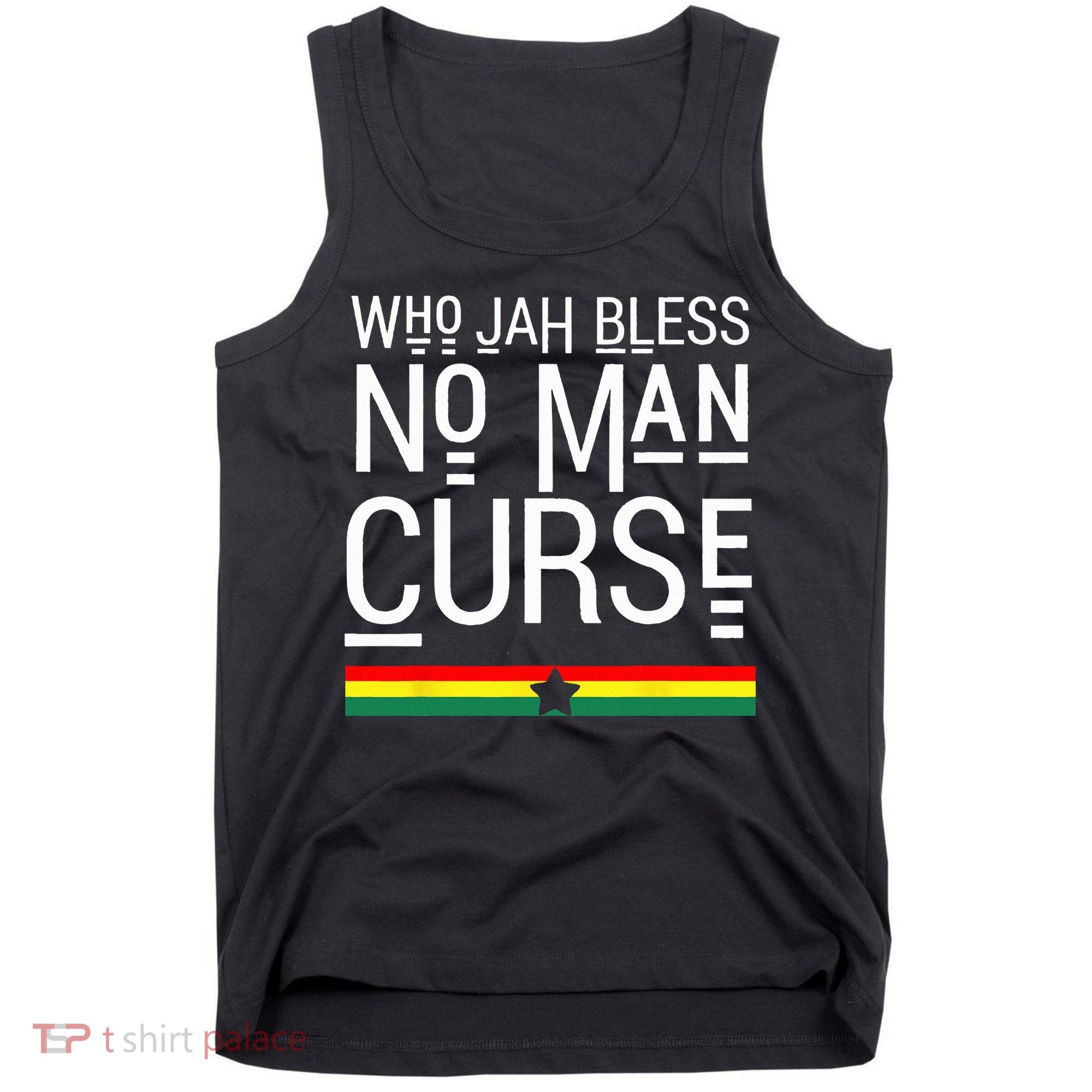 Jah Who Bless No Curse Man Rasta Flag Reggae Roots Jamaica Tank Top