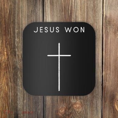 Jesus Won Cross Minimalist Christian Religious Coaster