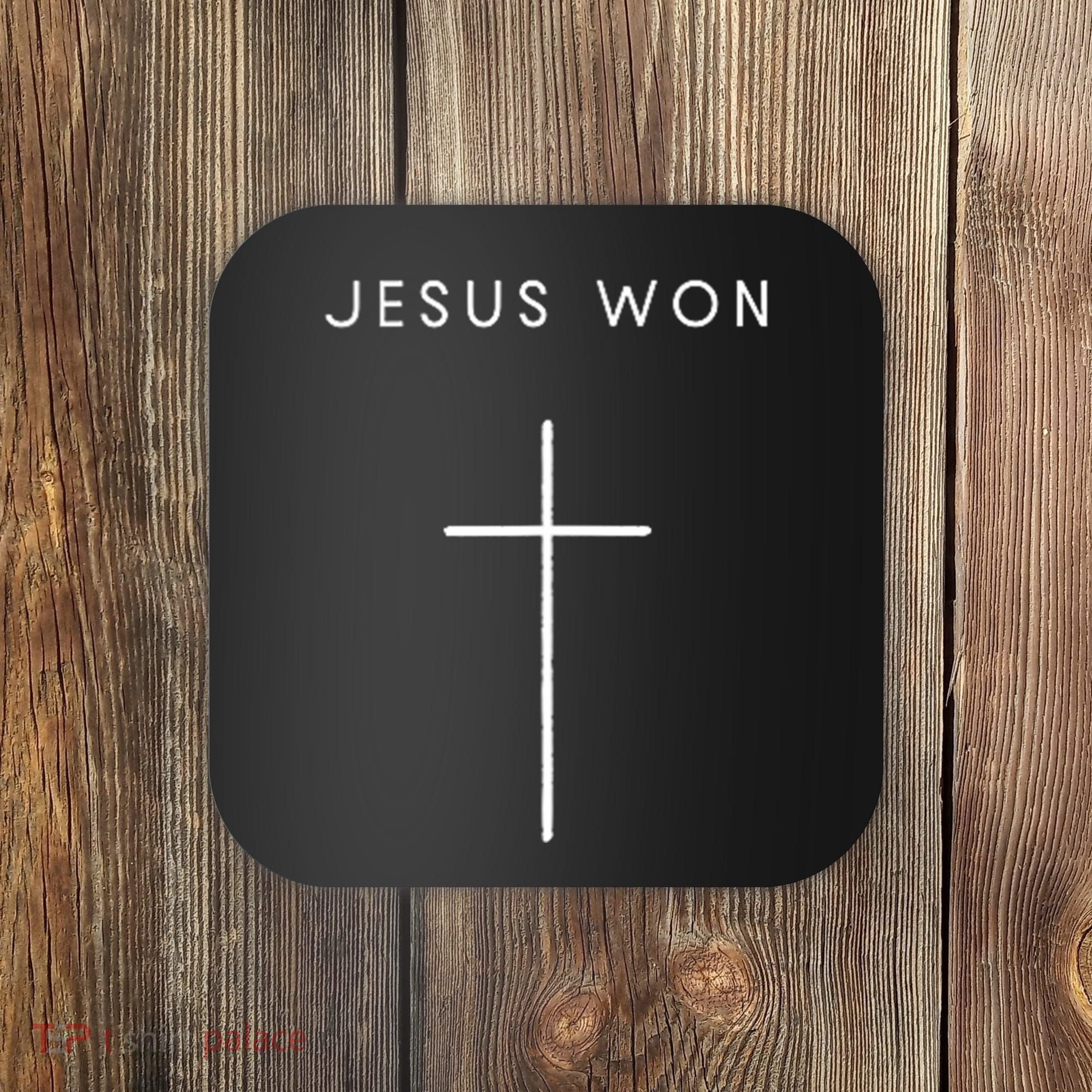 Jesus Won Cross Minimalist Christian Religious Coaster