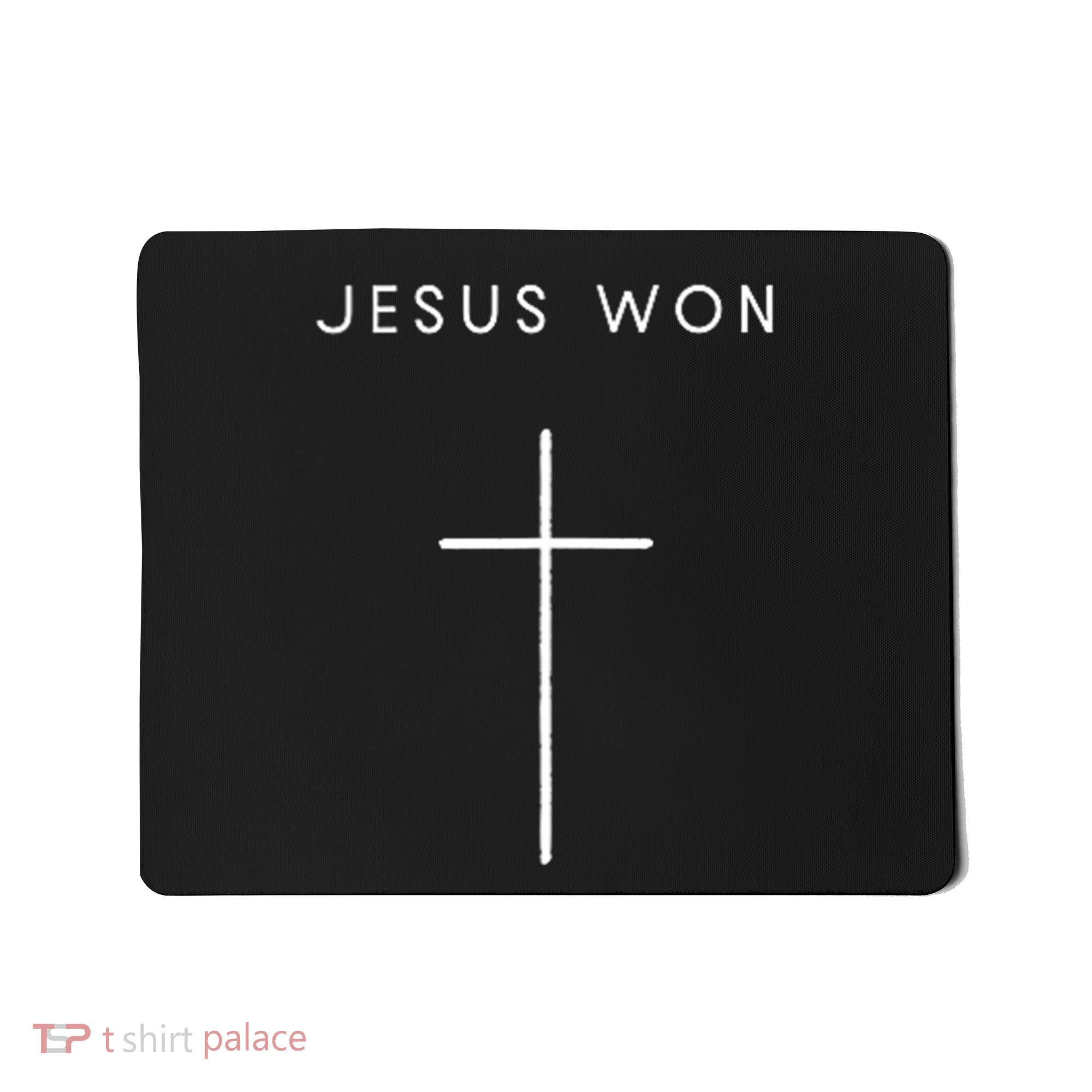 Jesus Won Cross Minimalist Christian Religious Mousepad