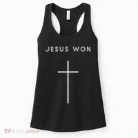 Jesus Won Cross Minimalist Christian Religious Women's Tank Top thumb 0