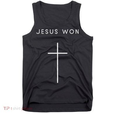 Jesus Won Cross Minimalist Christian Religious Tank Top