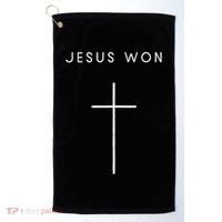 Jesus Won Cross Minimalist Christian Religious Golf Towel thumb 0
