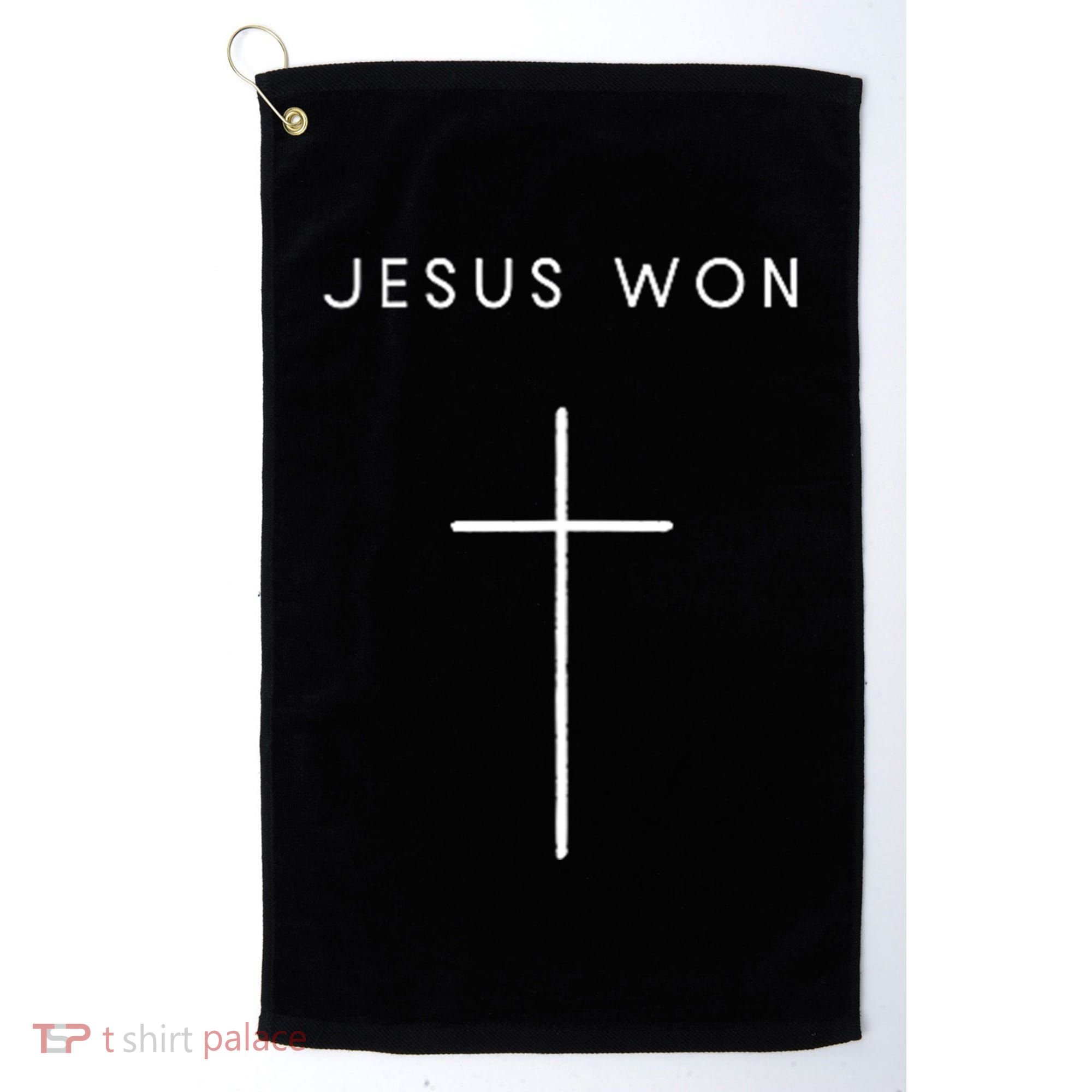 Jesus Won Cross Minimalist Christian Religious Golf Towel