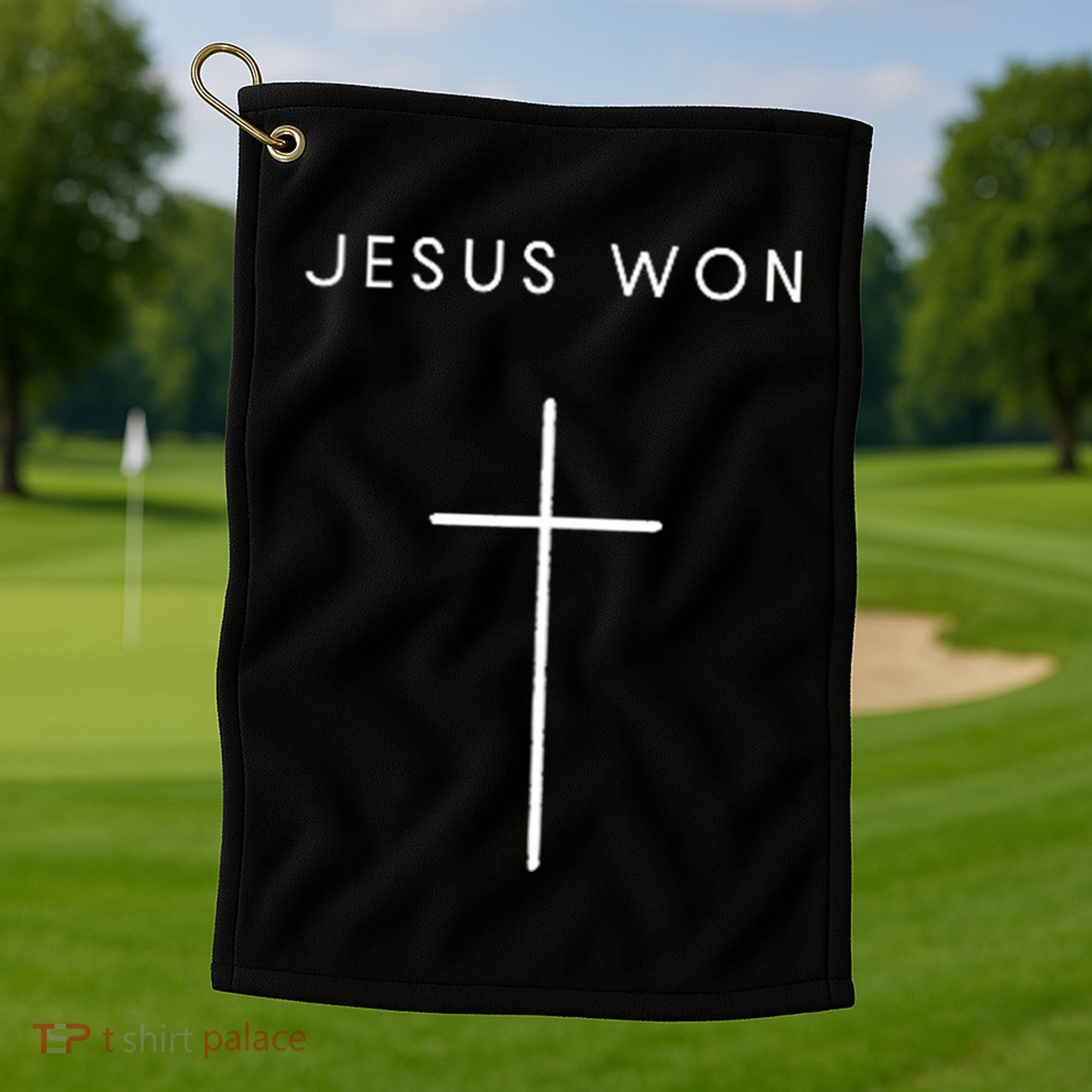 Jesus Won Cross Minimalist Christian Religious Golf Towel