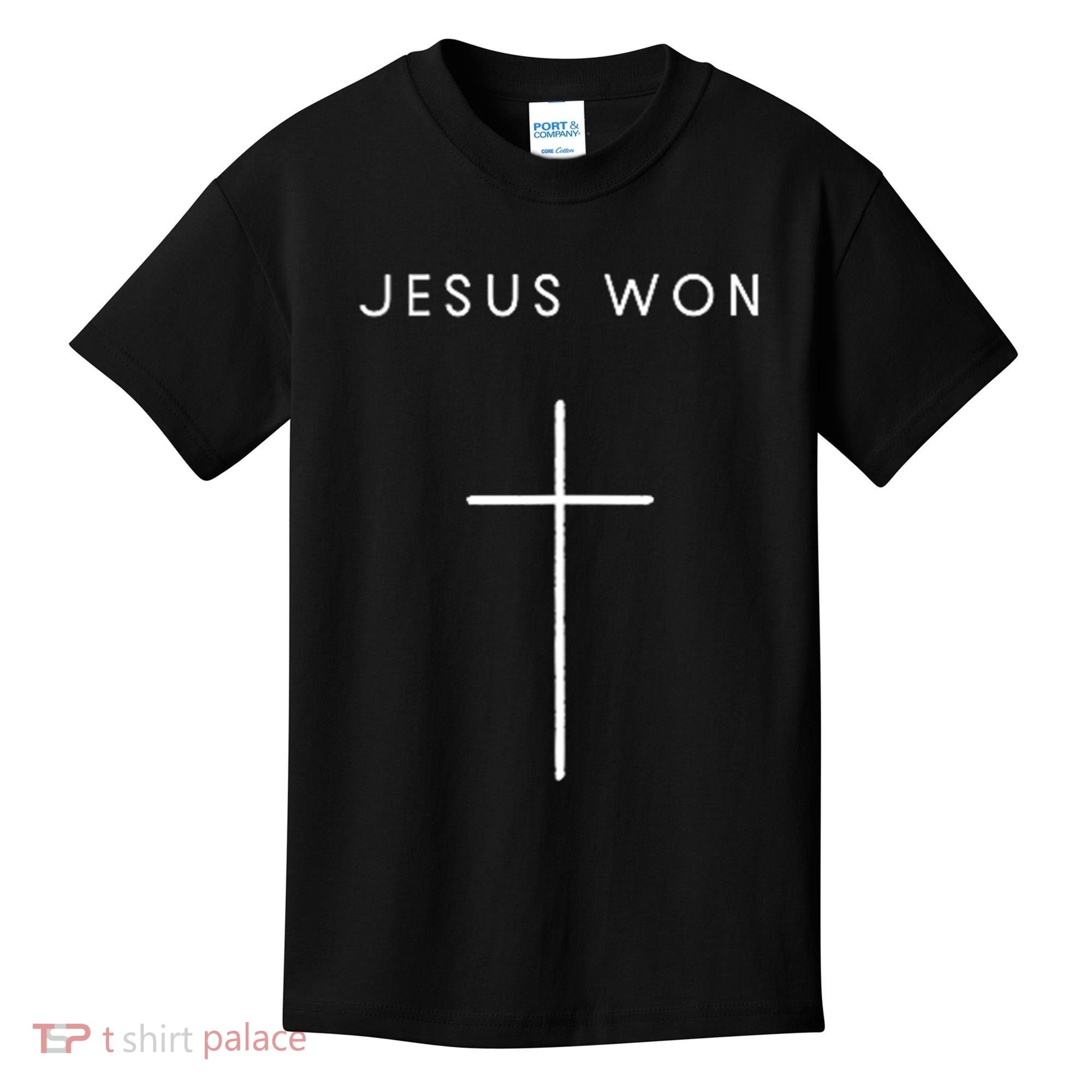 Jesus Won Cross Minimalist Christian Religious Kids T-Shirt