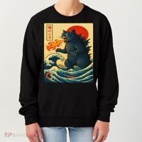 Japan Wave Catzilla Fire Cat Funny Gifts For Women Women's Sweatshirt thumb 0