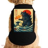 Japan Wave Catzilla Fire Cat Funny Gifts For Women Doggie Tank thumb 0