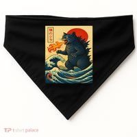 Japan Wave Catzilla Fire Cat Funny Gifts For Women USA-Made Doggie Bandana thumb 0