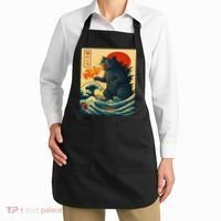 Japan Wave Catzilla Fire Cat Funny Gifts For Women Apron thumb 2