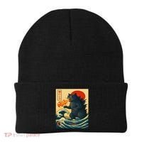Japan Wave Catzilla Fire Cat Funny Gifts For Women Beanie thumb 0