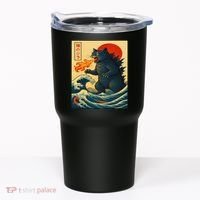 Japan Wave Catzilla Fire Cat Funny Gifts For Women Tumbler thumb 0
