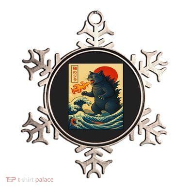 Japan Wave Catzilla Fire Cat Funny Gifts For Women Ornament
