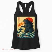 Japan Wave Catzilla Fire Cat Funny Gifts For Women Women's Tank Top thumb 0