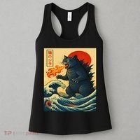 Japan Wave Catzilla Fire Cat Funny Gifts For Women Women's Tank Top thumb 3