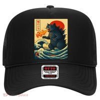 Japan Wave Catzilla Fire Cat Funny Gifts For Women Hat thumb 0