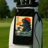 Japan Wave Catzilla Fire Cat Funny Gifts For Women Golf Towel thumb 2