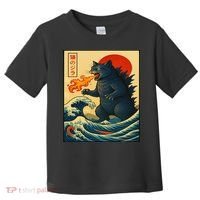 Japan Wave Catzilla Fire Cat Funny Gifts For Women Toddler T-Shirt thumb 0