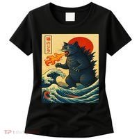 Japan Wave Catzilla Fire Cat Funny Gifts For Women Women's T-Shirt thumb 0