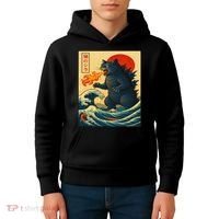 Japan Wave Catzilla Fire Cat Funny Gifts For Women Kids Hoodie thumb 4