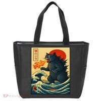 Japan Wave Catzilla Fire Cat Funny Gifts For Women Tote Bag thumb 0