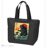 Japan Wave Catzilla Fire Cat Funny Gifts For Women Tote Bag thumb 3