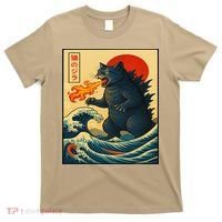 Japan Wave Catzilla Fire Cat Funny Gifts For Women T-Shirt thumb 0
