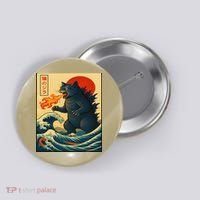 Japan Wave Catzilla Fire Cat Funny Gifts For Women Button thumb 0
