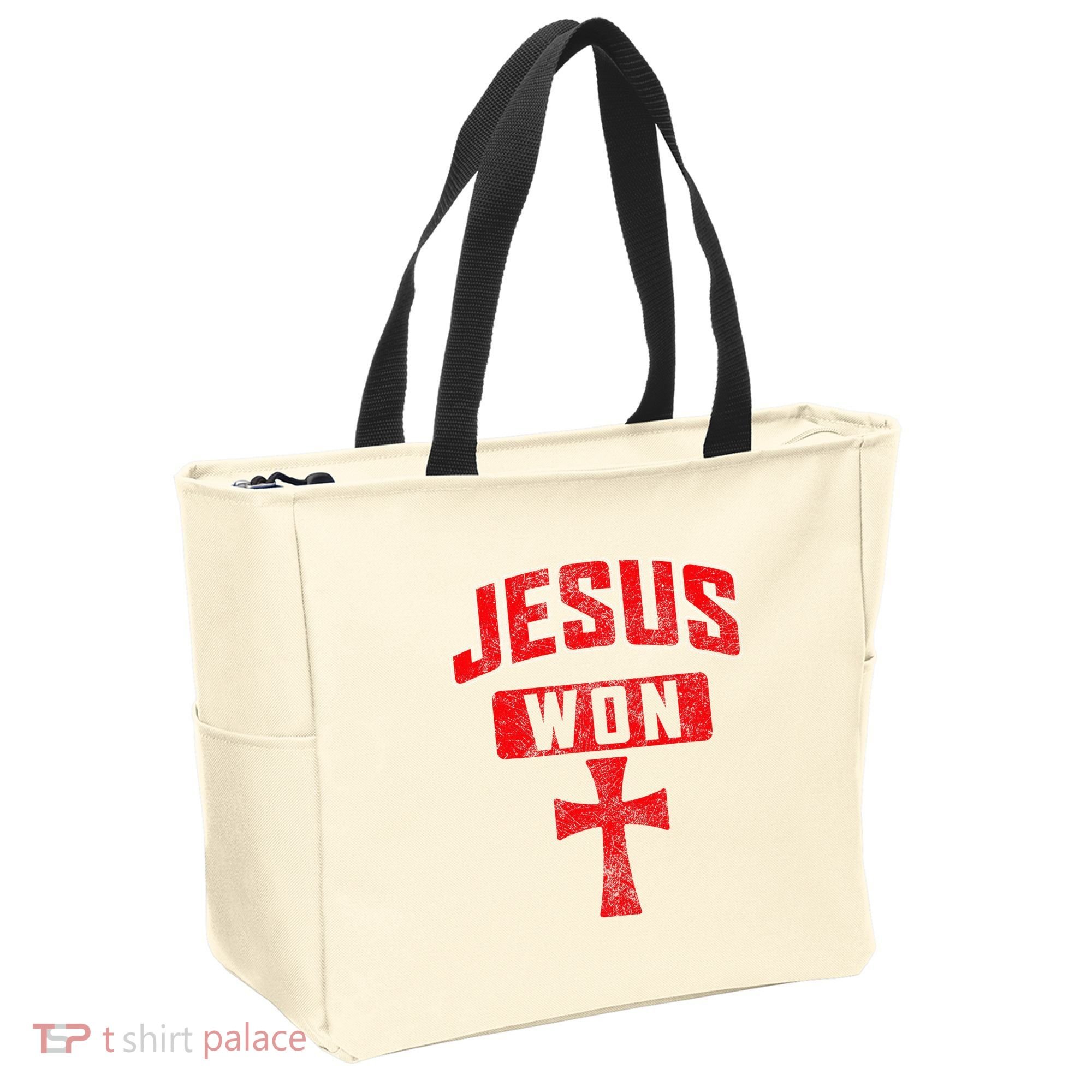Jesus Won Cross Jesus Christian Faith Religious Tote Bag