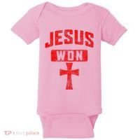 Jesus Won Cross Jesus Christian Faith Religious Baby Bodysuit thumb 0