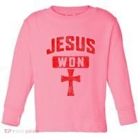 Jesus Won Cross Jesus Christian Faith Religious Toddler Long Sleeve Shirt thumb 0