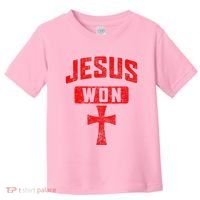 Jesus Won Cross Jesus Christian Faith Religious Toddler T-Shirt thumb 0