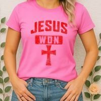 Jesus Won Cross Jesus Christian Faith Religious Women's T-Shirt thumb 2