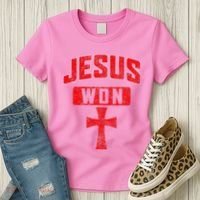 Jesus Won Cross Jesus Christian Faith Religious Women's T-Shirt thumb 3