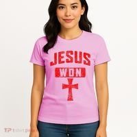 Jesus Won Cross Jesus Christian Faith Religious Women's T-Shirt thumb 4