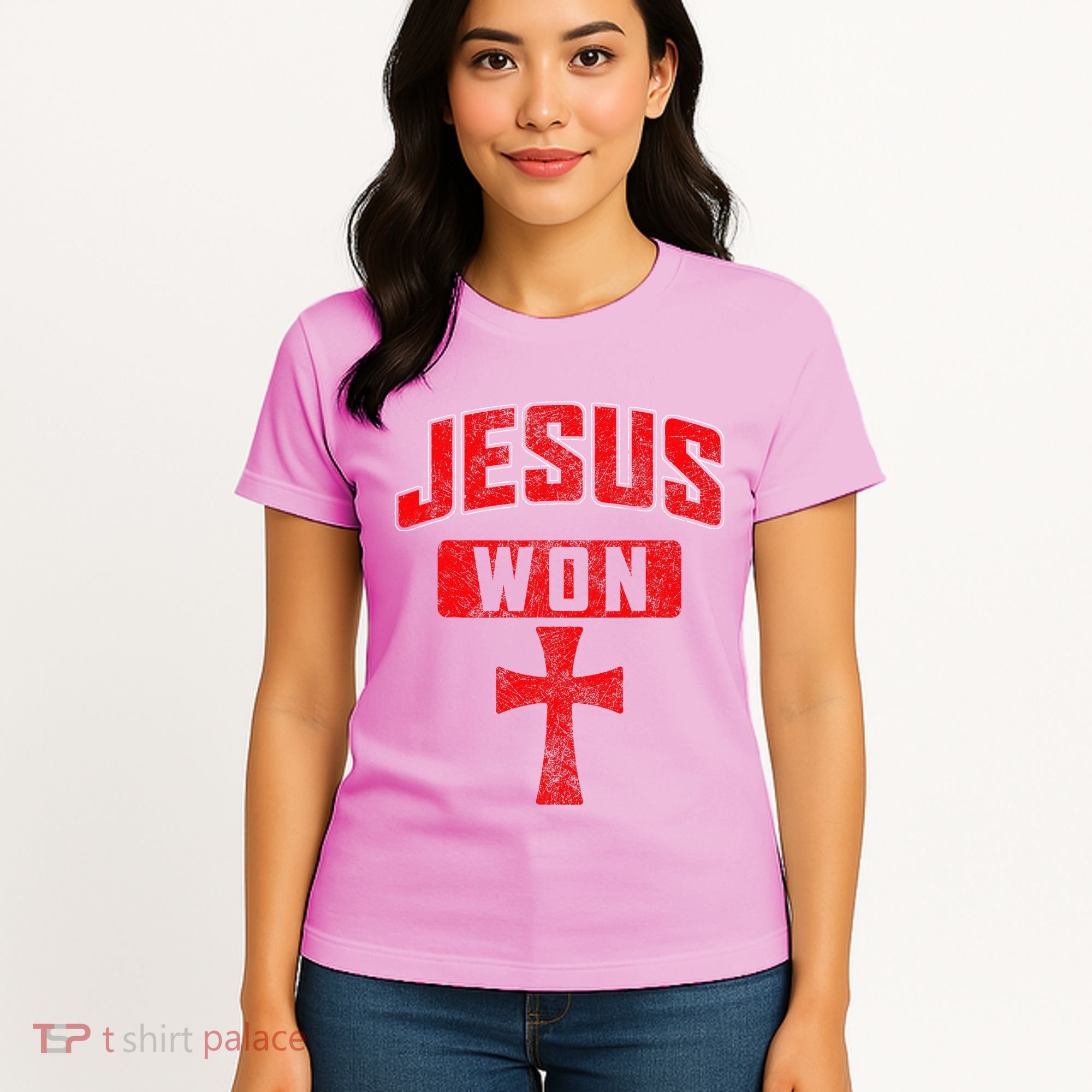 Jesus Won Cross Jesus Christian Faith Religious Women's T-Shirt