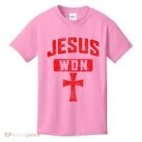 Jesus Won Cross Jesus Christian Faith Religious Kids T-Shirt thumb 0