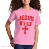 Jesus Won Cross Jesus Christian Faith Religious Kids T-Shirt thumb 2