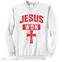 Jesus Won Cross Jesus Christian Faith Religious Sweatshirt thumb 0