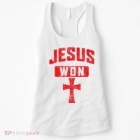 Jesus Won Cross Jesus Christian Faith Religious Women's Tank Top thumb 0